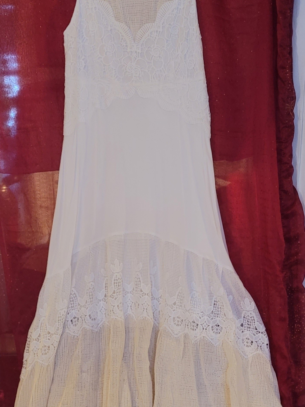 Plenty by Tracy Reese Creamy White Crochet Lace-Panel Maxi Dress
